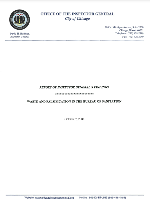 Waste and Falsification in the Bureau of Sanitation - publication cover