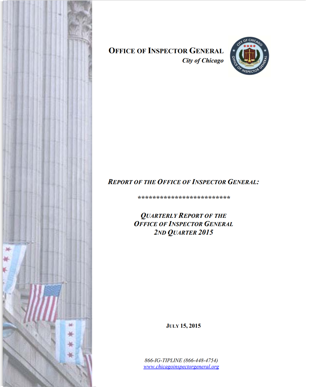OIG Second Quarter Report 2015 - publication cover