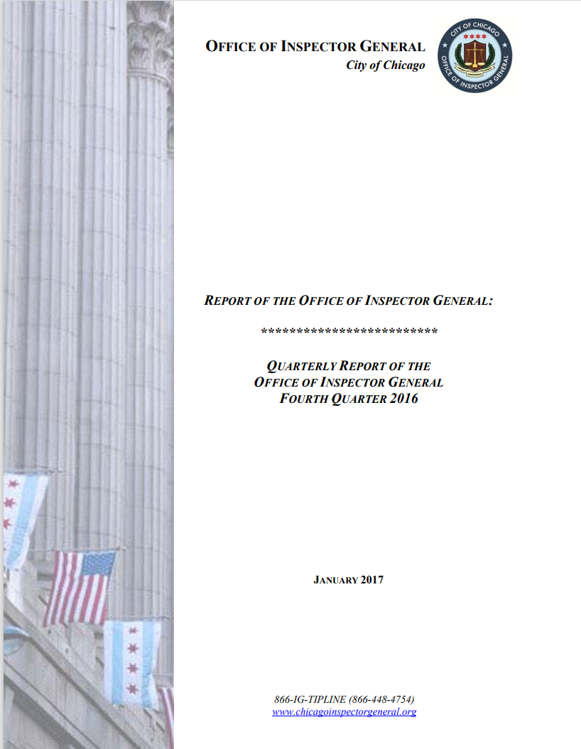 OIG Fourth Quarter Report 2016 OIG Fourth Quarter Report 2016 - publication cover