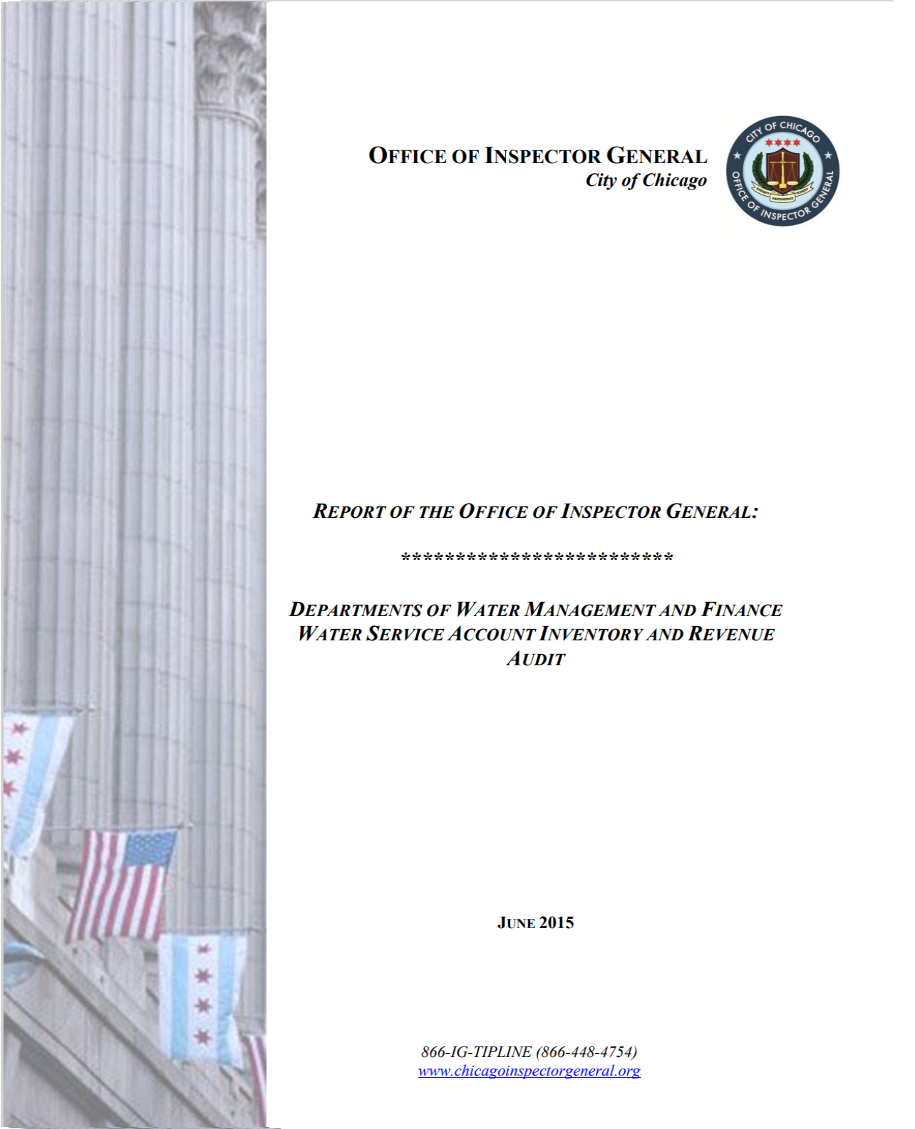 Audit of Water Service Account Inventory and Revenue - publication cover