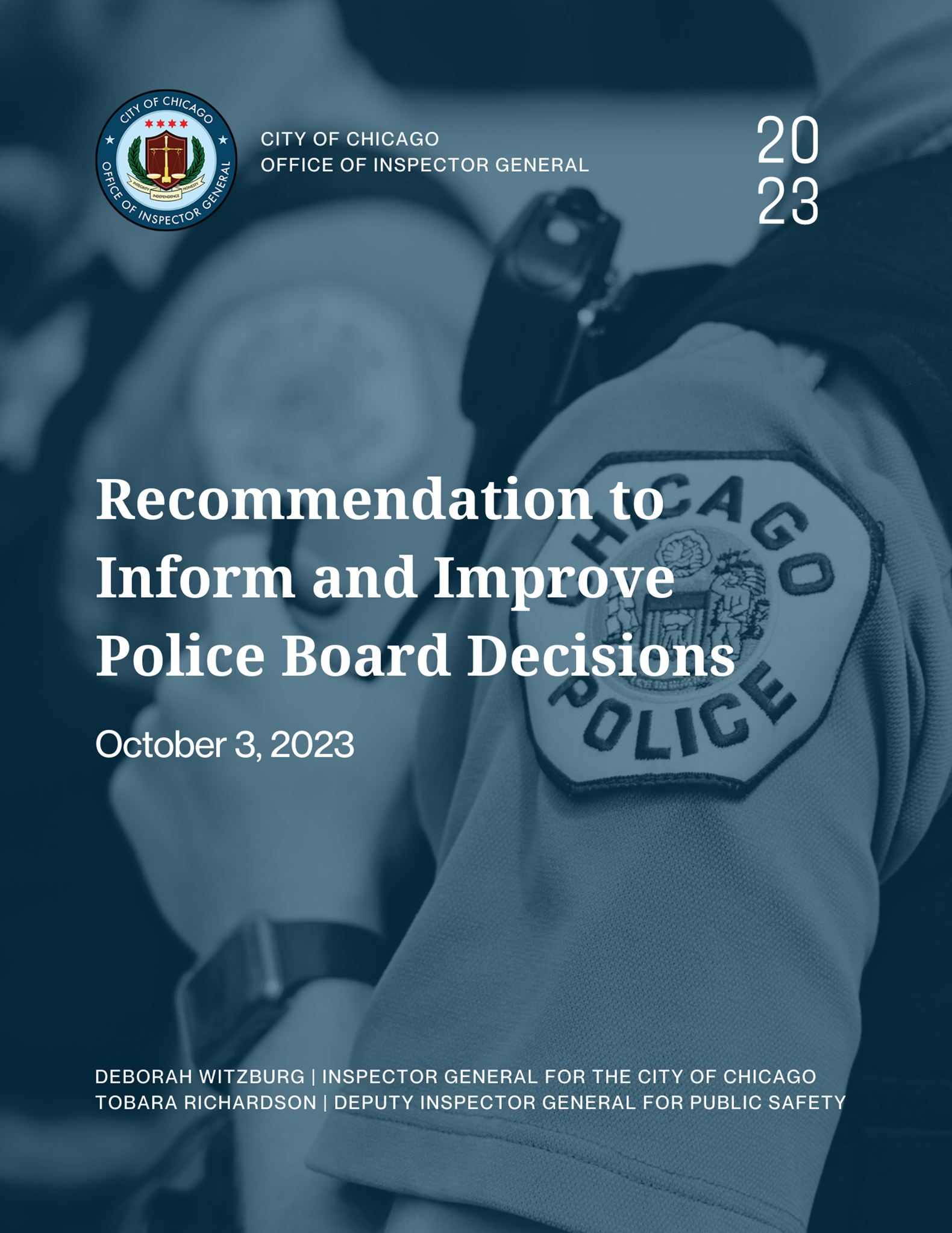 Recommendations to Inform and Improve Police Board Decisions - publication cover