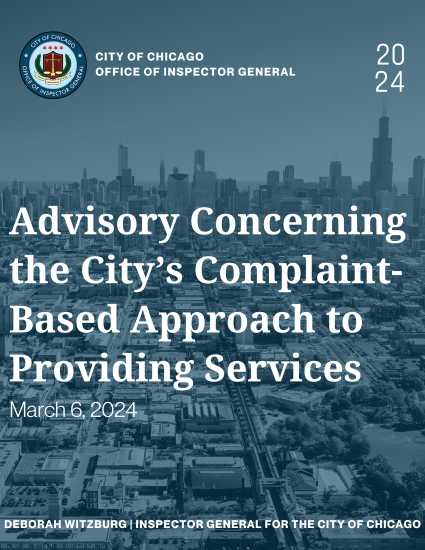 Advisory Concerning the City’s Complaint-Based Approach to City Services - publication cover