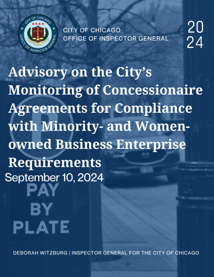 Advisory on the City’s Monitoring of Concessionaire Agreements for Compliance with Minority- and Women-owned Business Enterprise Requirements - publication cover