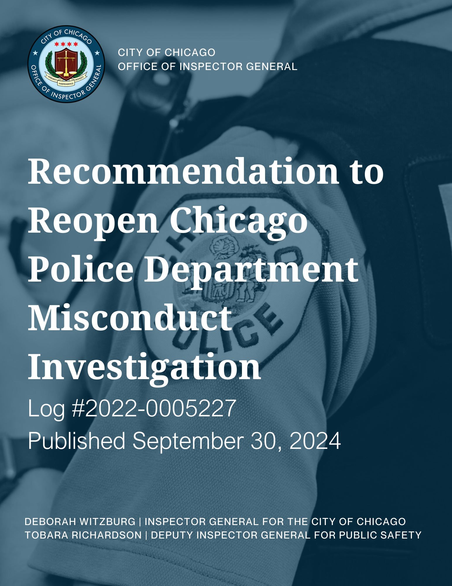 Recommendation to Reopen Chicago Police Department Disciplinary Investigation - publication cover