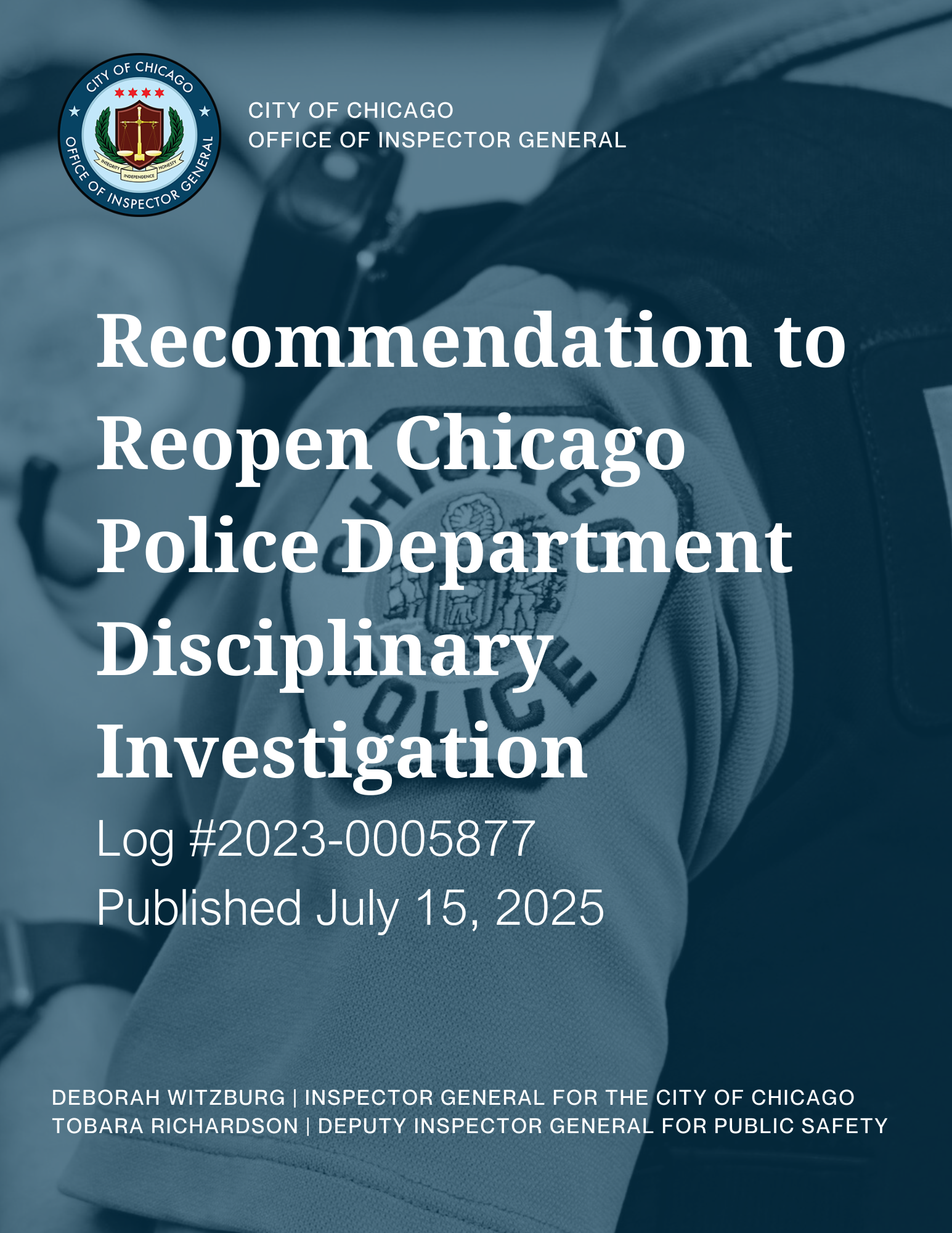 Recommendation to Reopen Chicago Police Department Disciplinary Investigation Recommendation to Reopen Chicago Police Department Disciplinary Investigation - publication cover