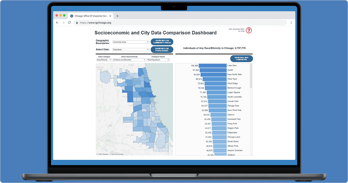 Screenshot of OIG Socioeconomic and City Data Comparison Dashboard