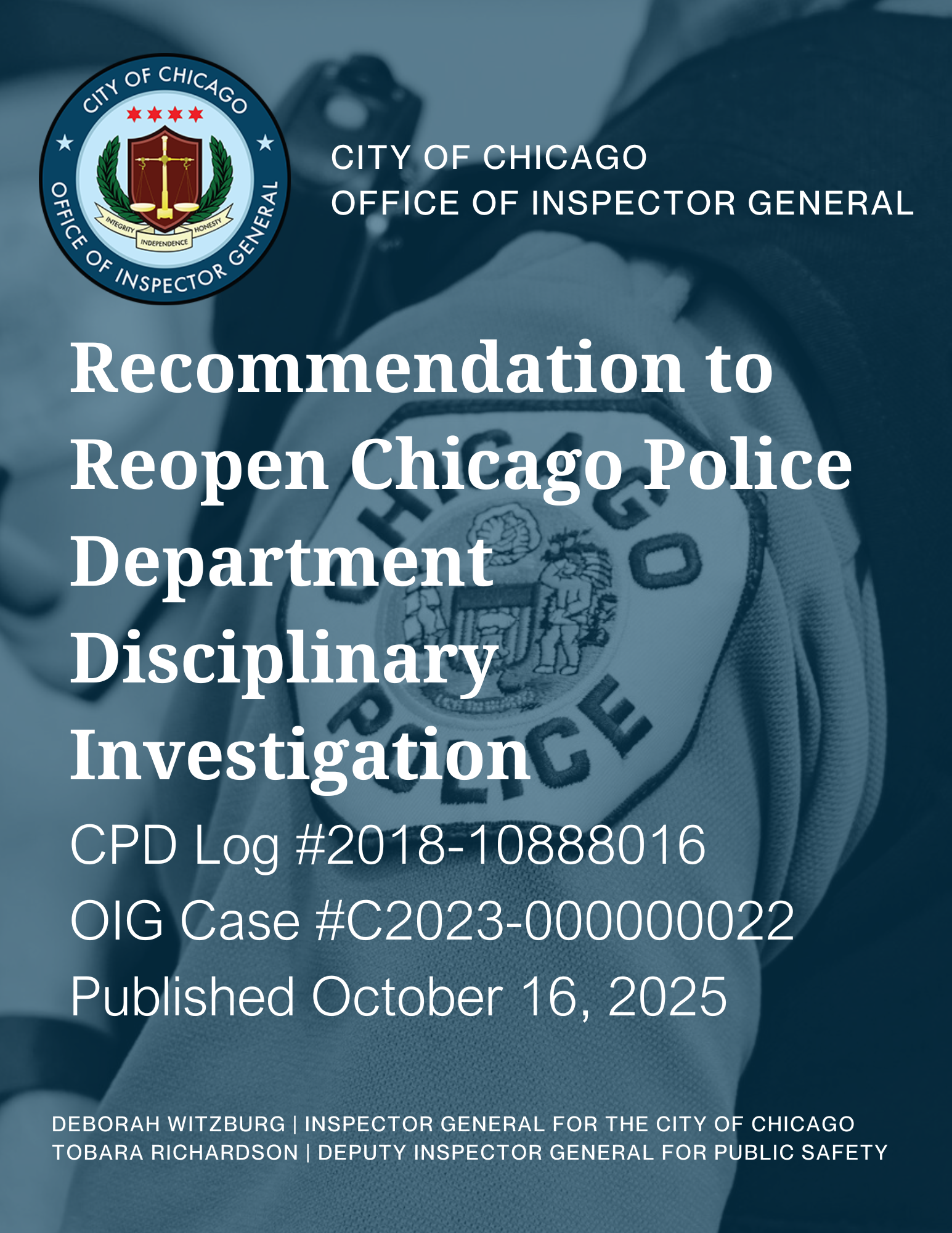 Recommendation to Reopen Chicago Police Department Disciplinary Investigation - publication cover