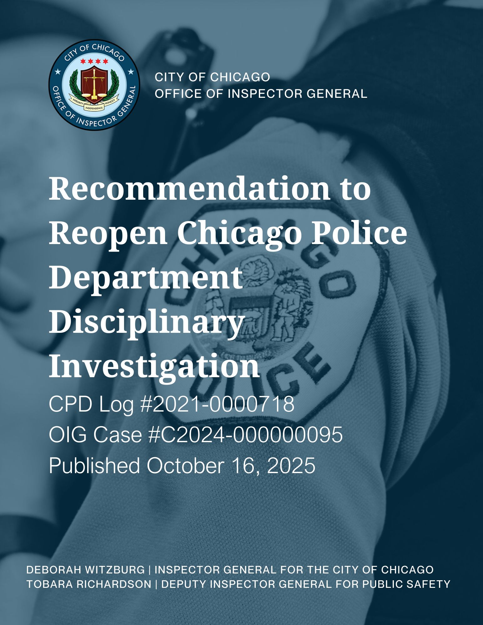 Recommendation to Reopen Chicago Police Department Disciplinary Investigation - publication cover
