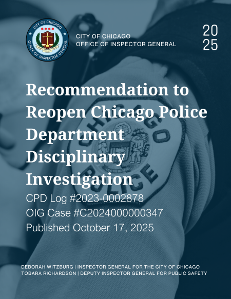 Recommendation to Reopen Chicago Police Department Disciplinary Investigation - publication cover