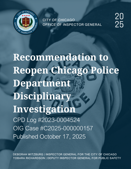 Recommendation to Reopen Chicago Police Department Disciplinary Investigation - publication cover