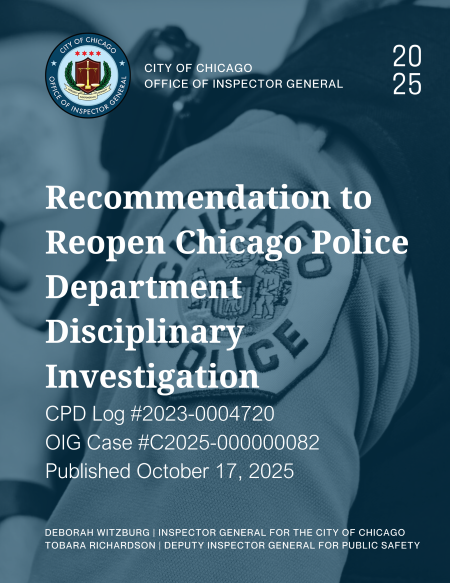 Recommendation to Reopen Chicago Police Department Disciplinary Investigation - publication cover