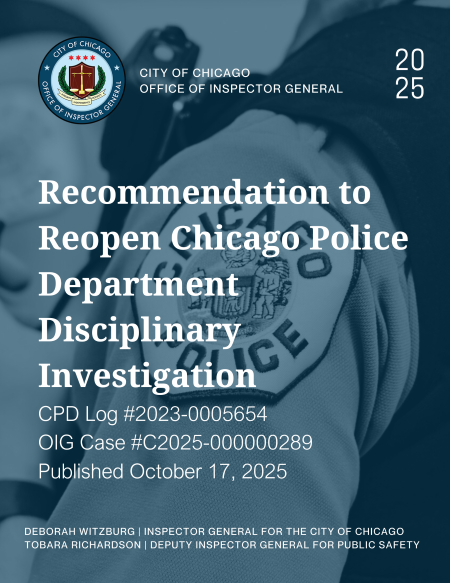 Recommendation to Reopen Chicago Police Department Disciplinary Investigation - publication cover