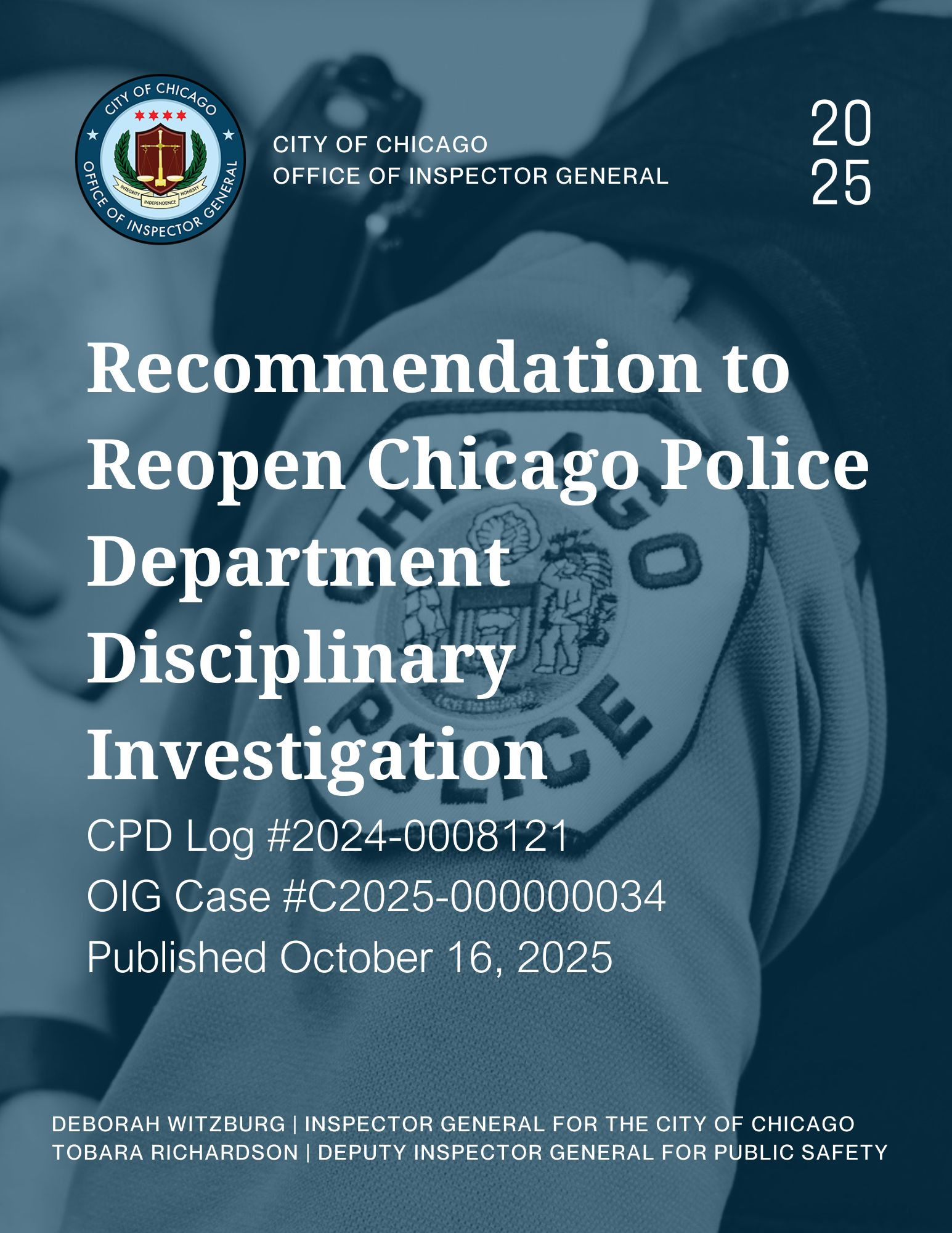 Recommendation to Reopen Chicago Police Department Disciplinary Investigation - publication cover