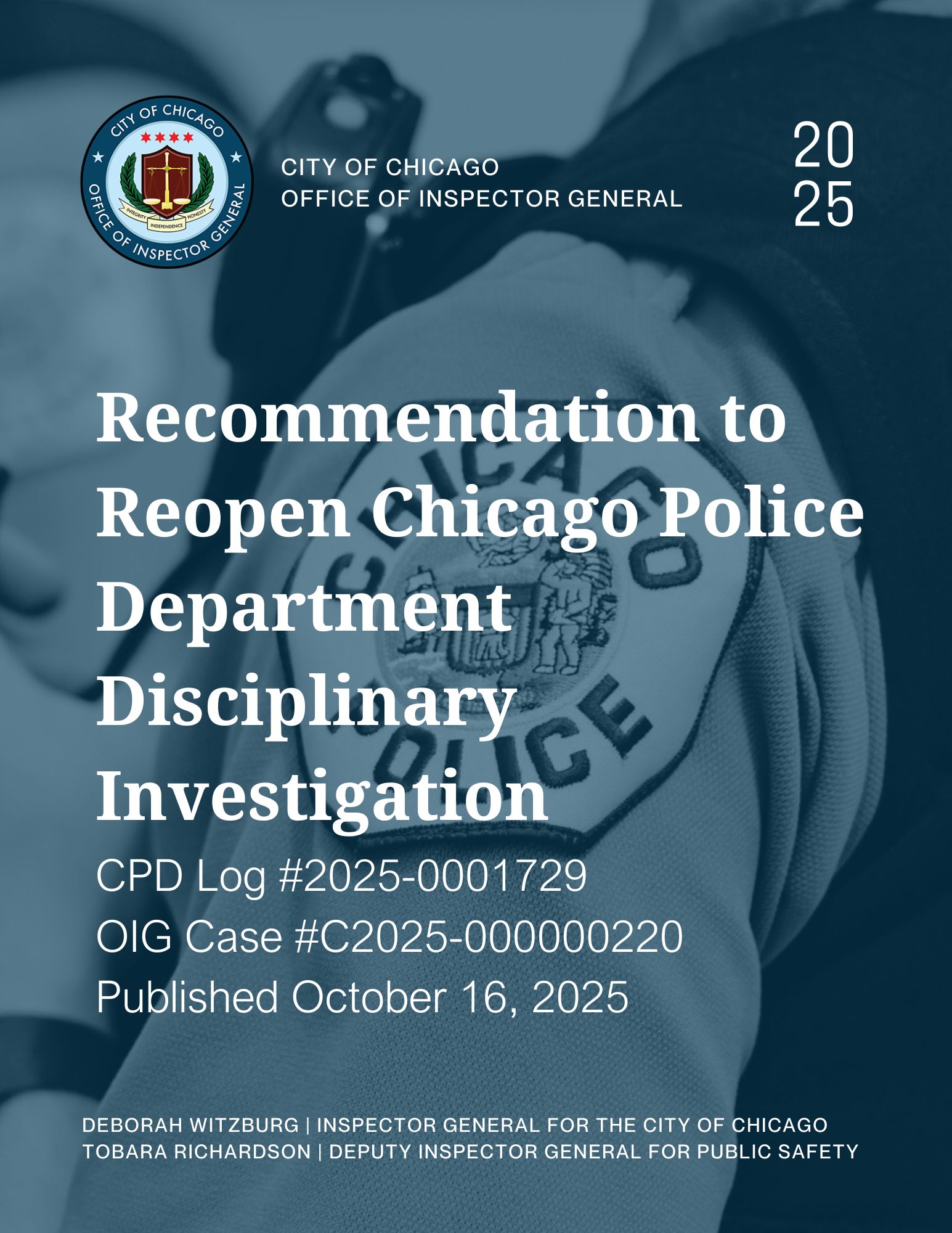 Recommendation to Reopen Chicago Police Department Disciplinary Investigation - publication cover