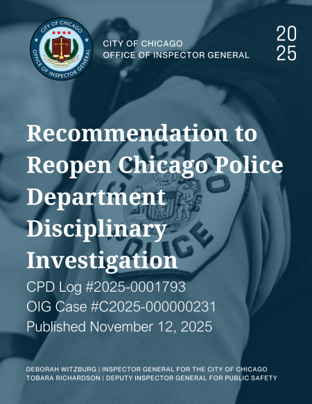 Recommendation to Reopen Chicago Police Department Disciplinary Investigation - publication cover