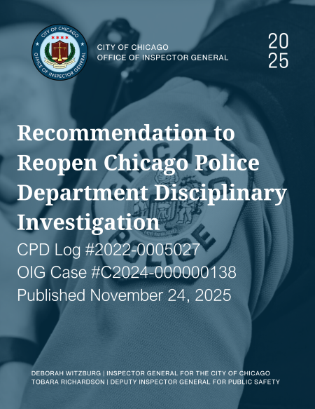 Recommendation to Reopen Chicago Police Department Disciplinary Investigation - publication cover