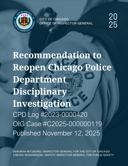 Recommendation to Reopen Chicago Police Department Disciplinary Investigation - publication cover