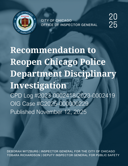Recommendation to Reopen Chicago Police Department Disciplinary Investigation - publication cover