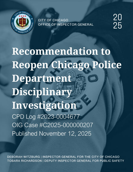 Recommendation to Reopen Chicago Police Department Disciplinary Investigation - publication cover