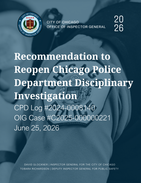 Recommendation to Reopen Chicago Police Department Disciplinary Investigation - publication cover