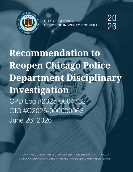 Recommendation to Reopen Chicago Police Department Disciplinary Investigation - publication cover