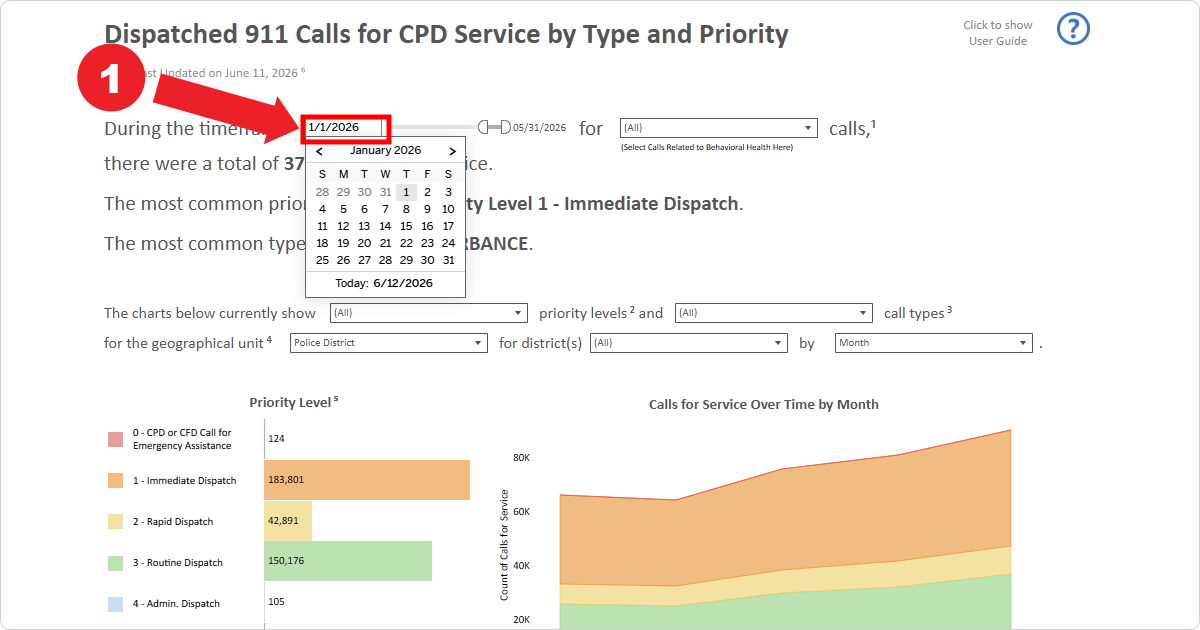 Screenshot of Step 1 demonstrating selecting 1/1/26 as the Start Date.
