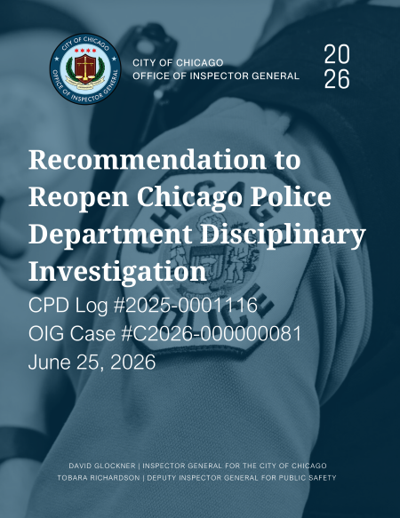 Recommendation to Reopen Chicago Police Department Disciplinary Investigation - publication cover
