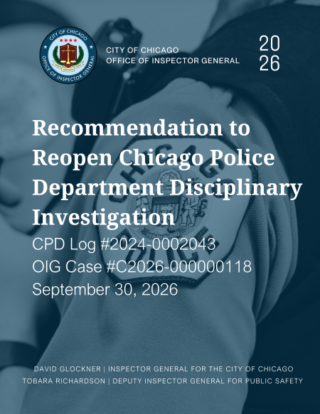 Recommendation to Reopen Chicago Police Department Disciplinary Investigation - publication cover